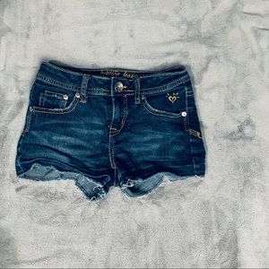 Justice denim cut-off shorts, simply low